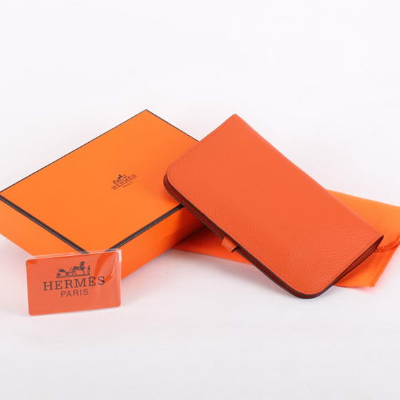 1:1 Quality Hermes Dogon Combined Wallets A508 Orange Replica - Click Image to Close